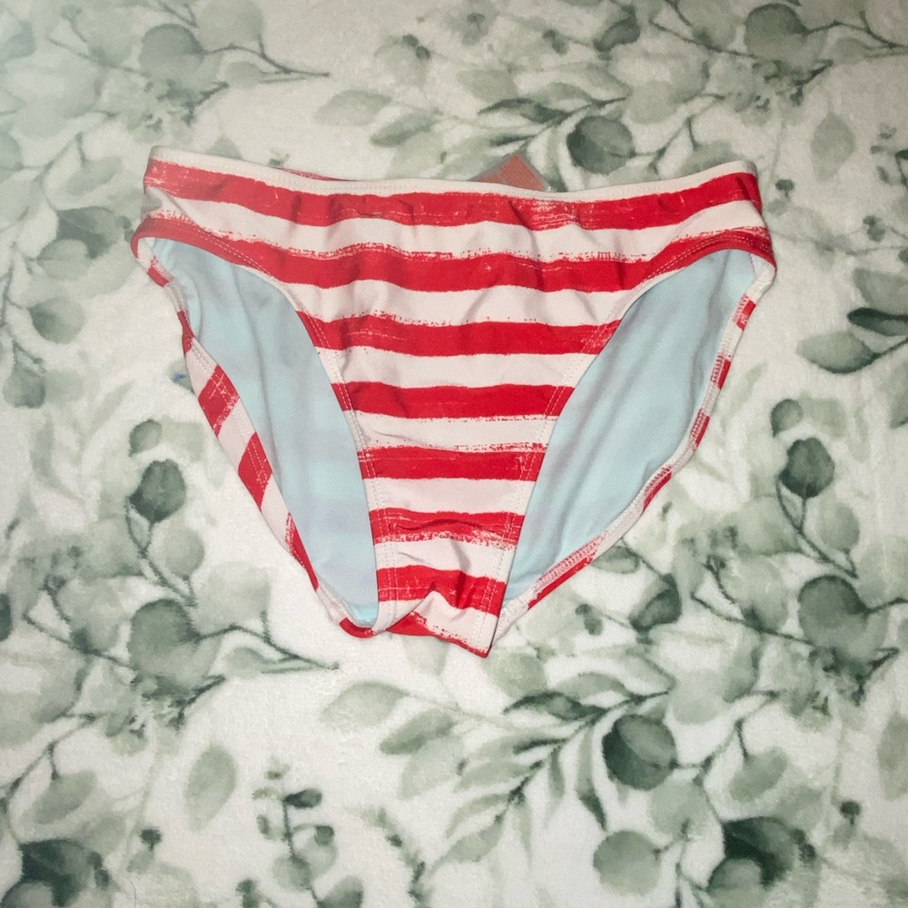 girls 14-16 red and white striped bikini bottoms
